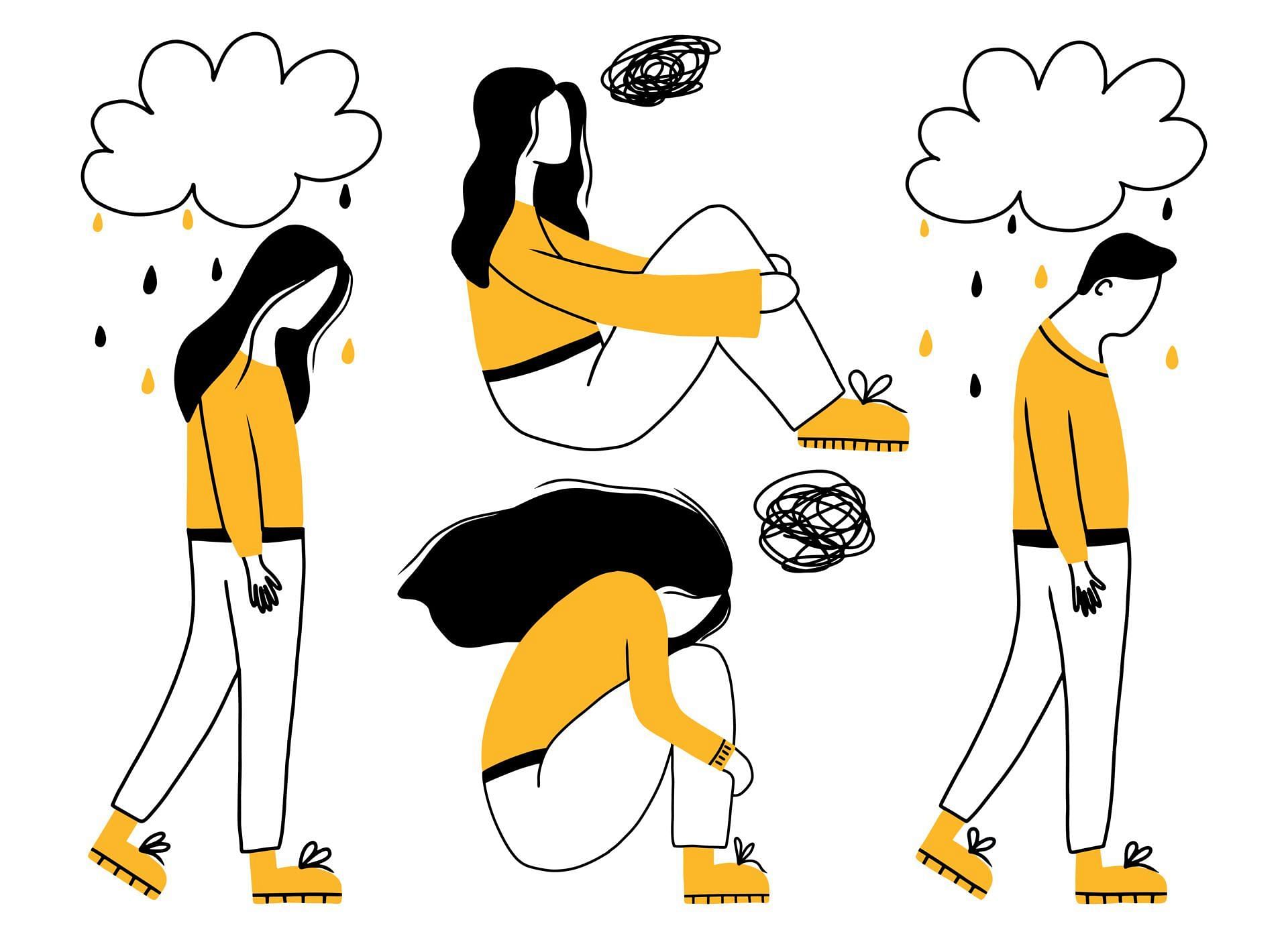 It can be difficult to live with a spiral of thoughts that don't seem to leave you. (Image via Vecteezy/ Yauheniya Krupel)